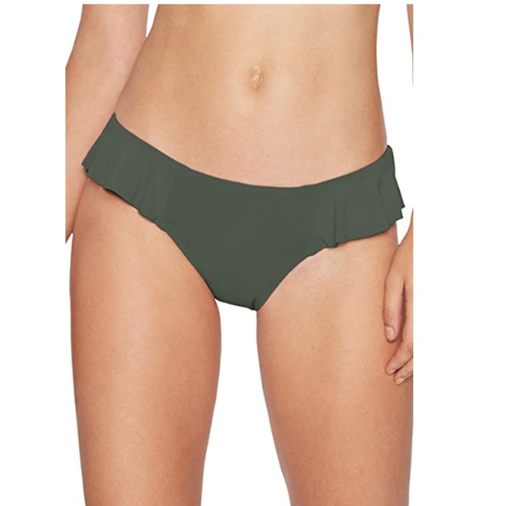 Robin Piccone Lina Side Ruffle Bikini Bottom Deep Forest Size XS
